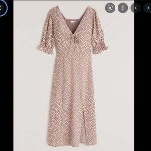 Abercrombie & Fitch Cinched Tie-Front Midi Polka Dot Dress - Size M